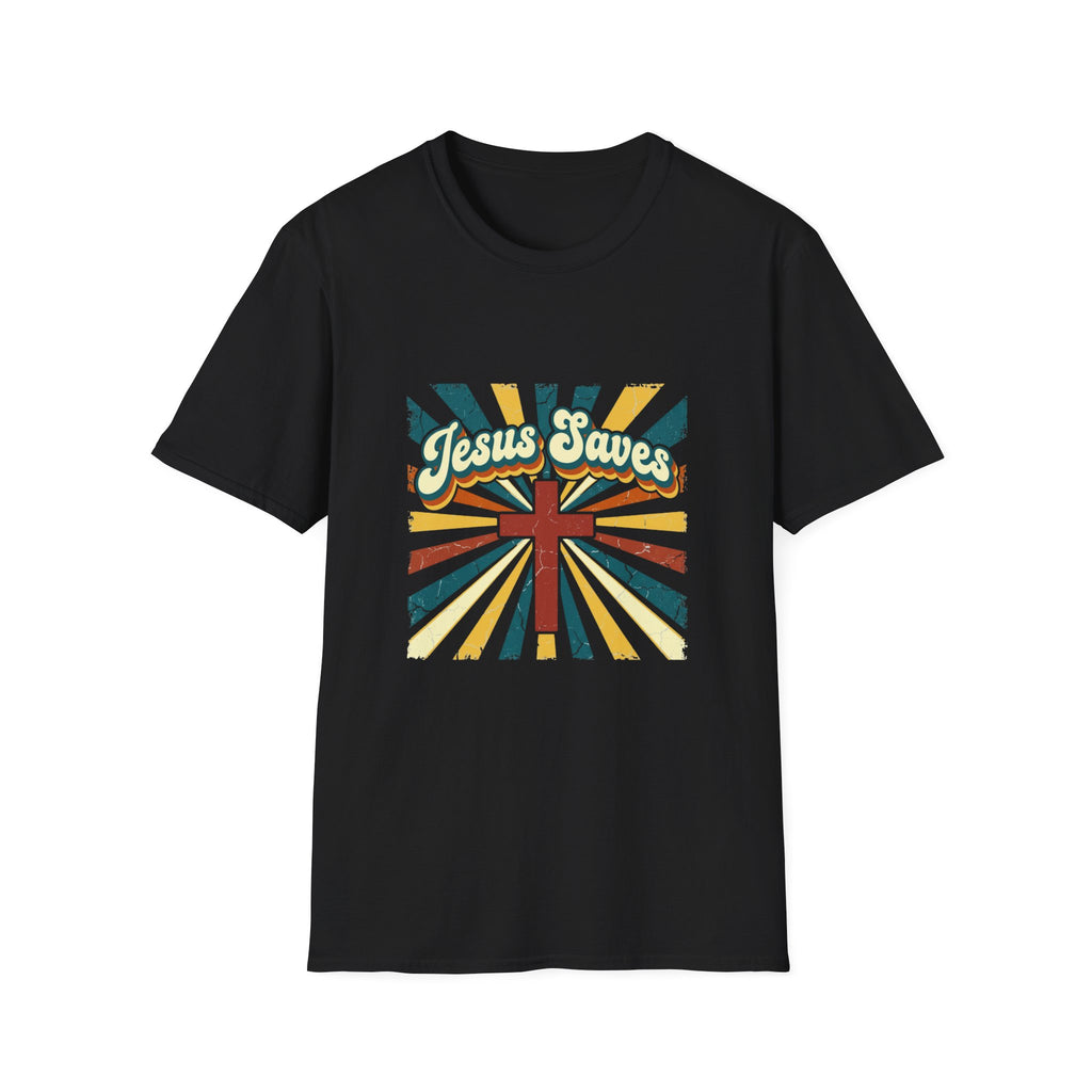 Jesus saves colorful cross T-shirt