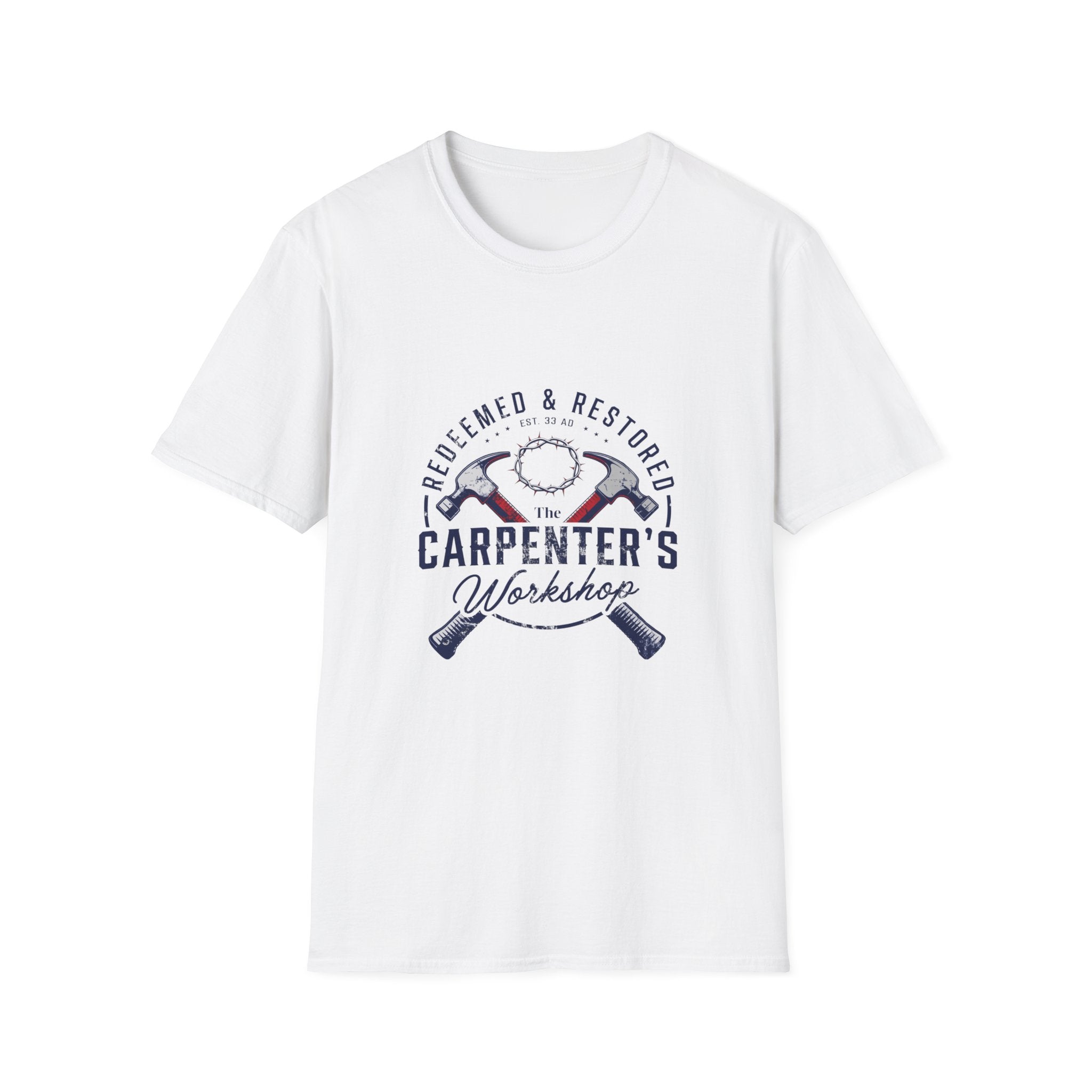 Redeemed & restored - the carpenter's workshop T-shirt