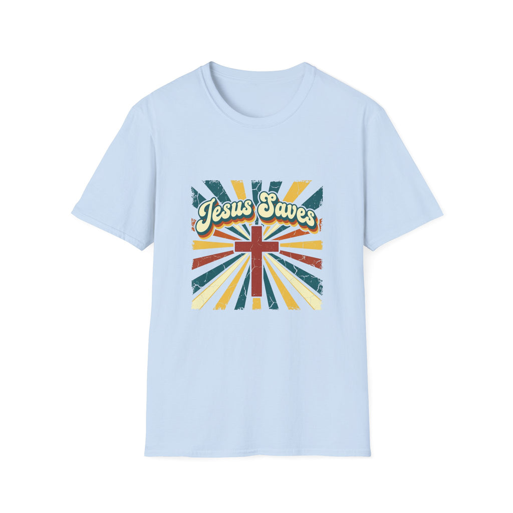 Jesus saves colorful cross T-shirt