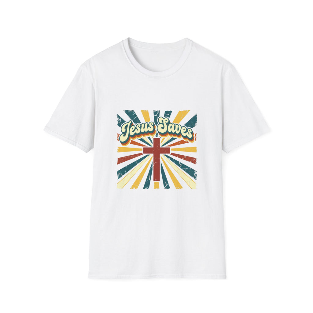 Jesus saves colorful cross T-shirt