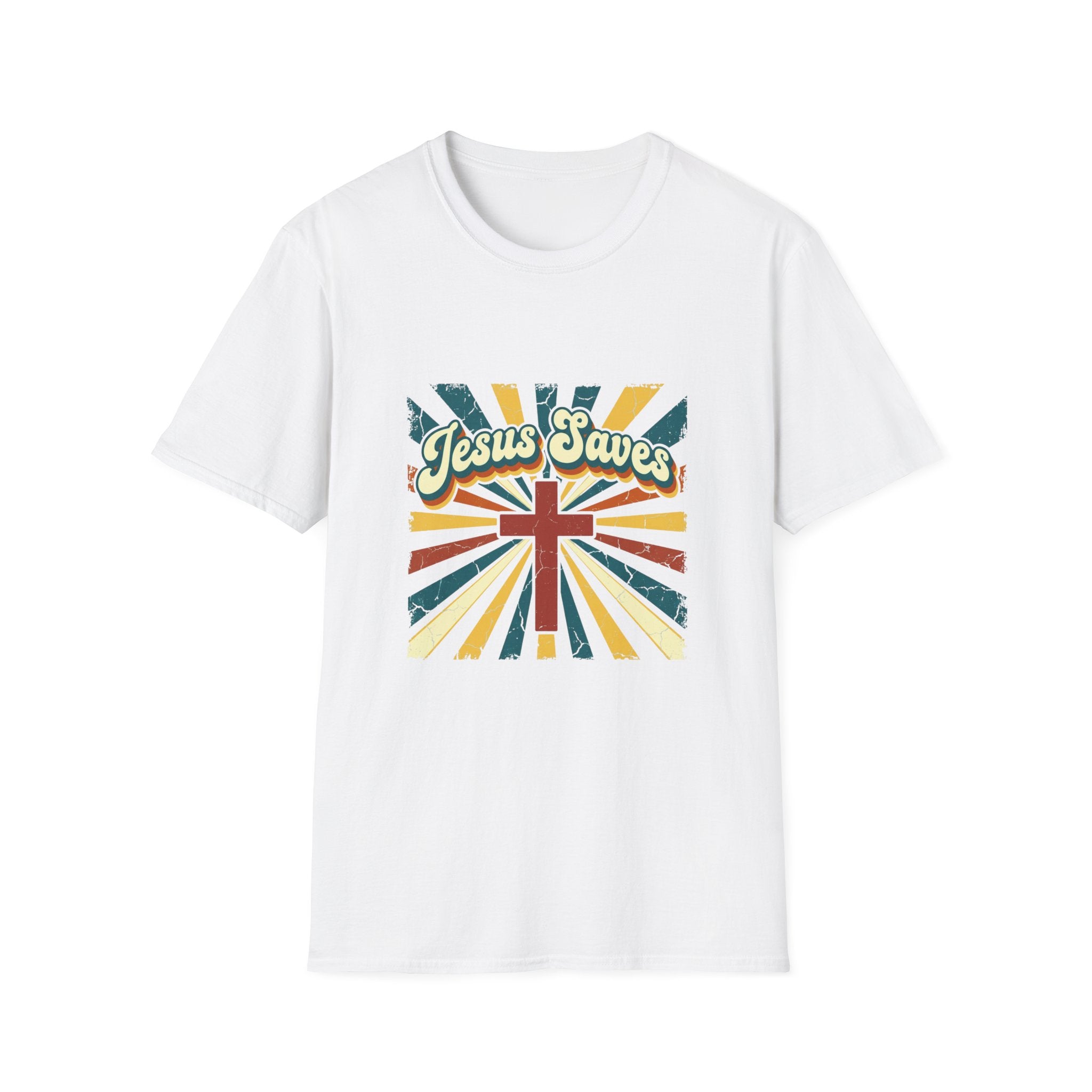 Jesus saves colorful cross T-shirt