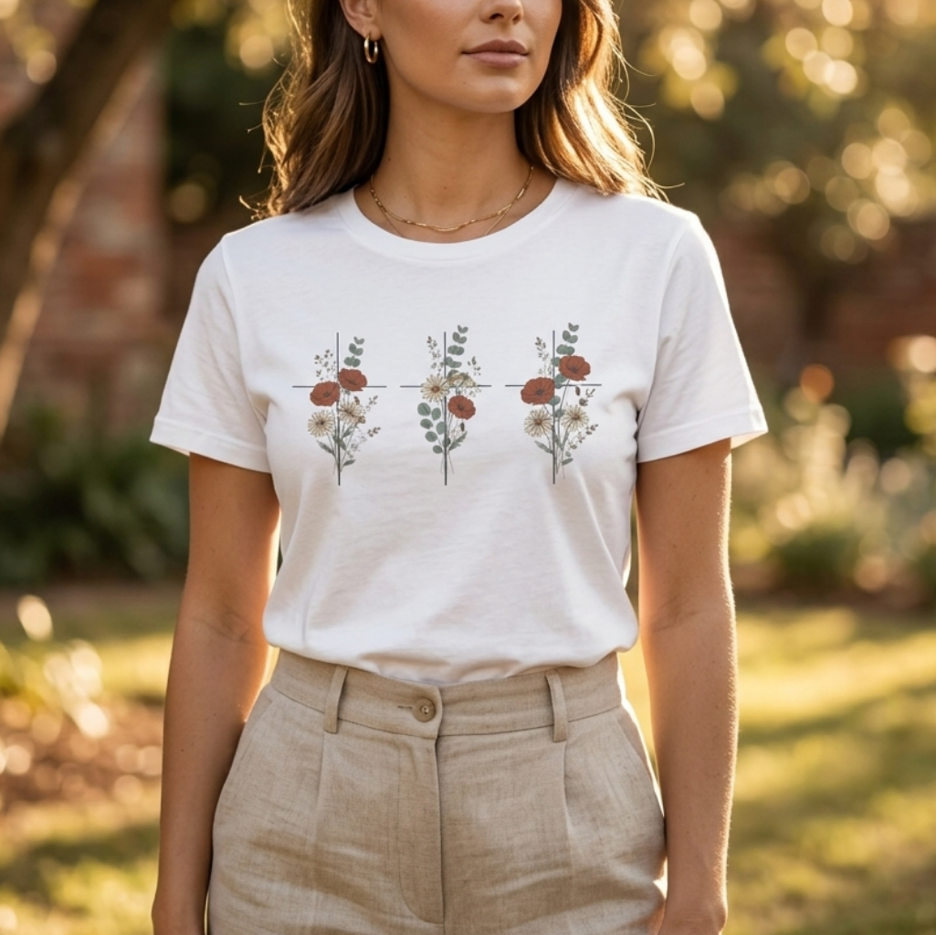Three crosses - roses T-shirt