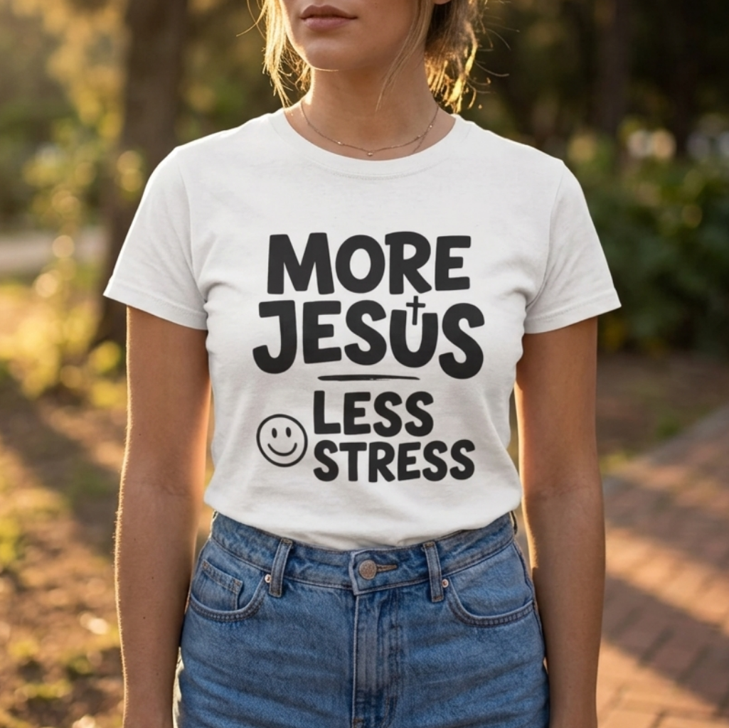 More Jesus, less stress T-shirt