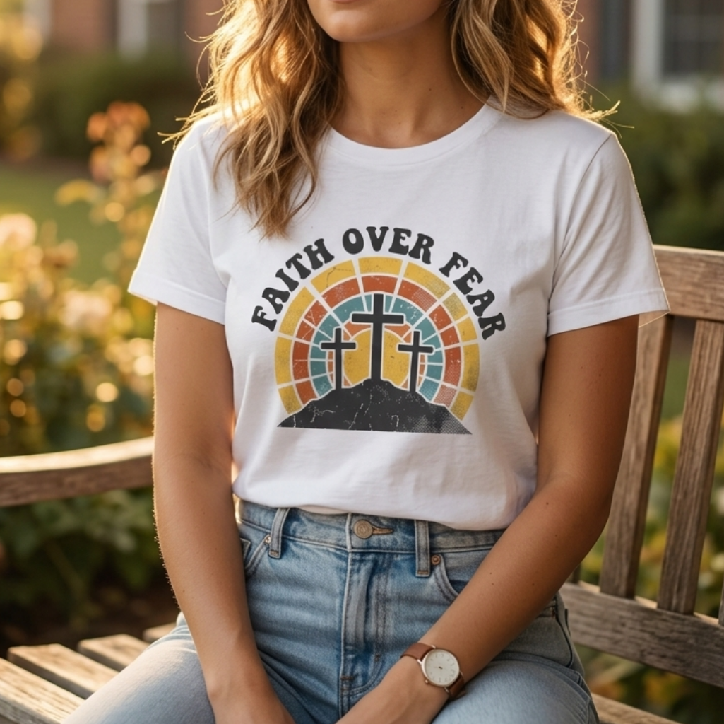 Faith over fear - 3 crosses T-shirt
