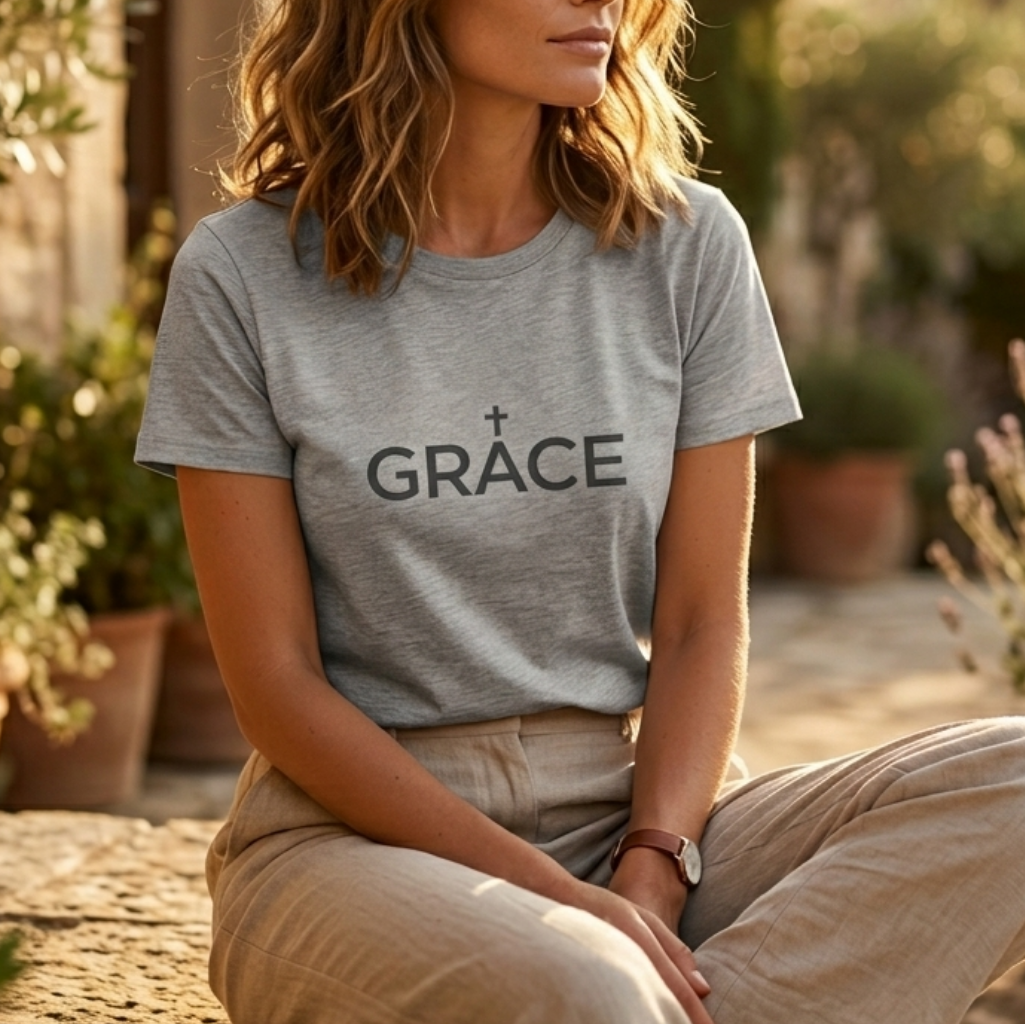 Grace text cross T-shirt