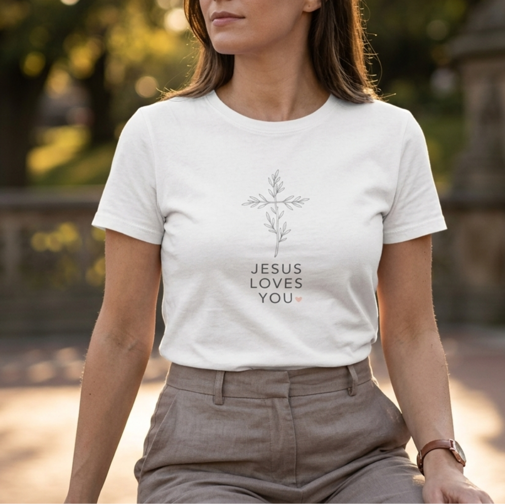 Jesus loves you - Plant - Cross T-shirt
