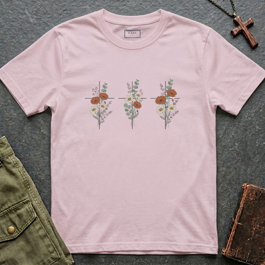 Three crosses - roses T-shirt