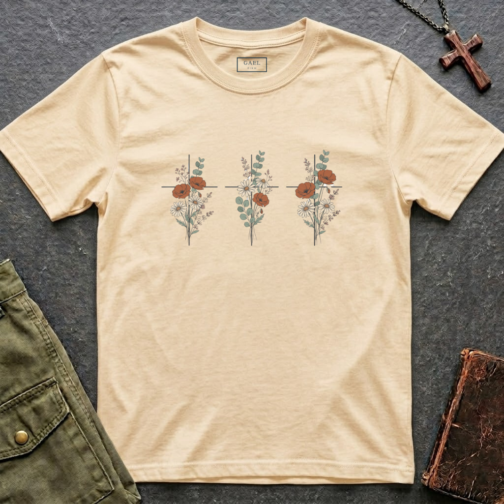 Three crosses - roses T-shirt