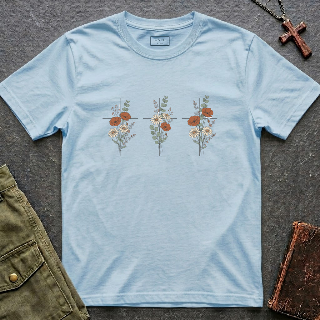 Three crosses - roses T-shirt