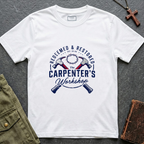 Redeemed & restored - the carpenter's workshop T-shirt
