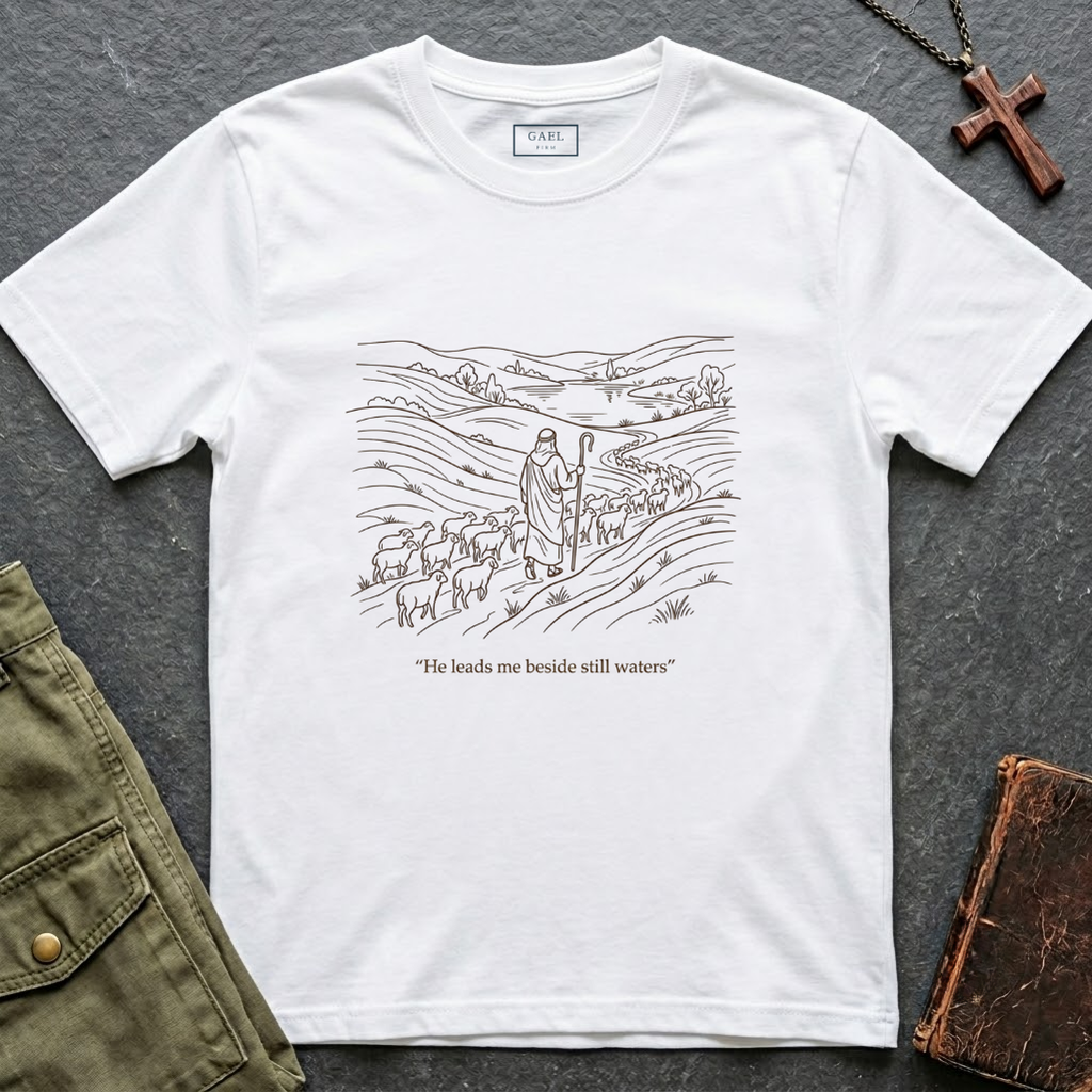 He leads me beside still waters T-shirt