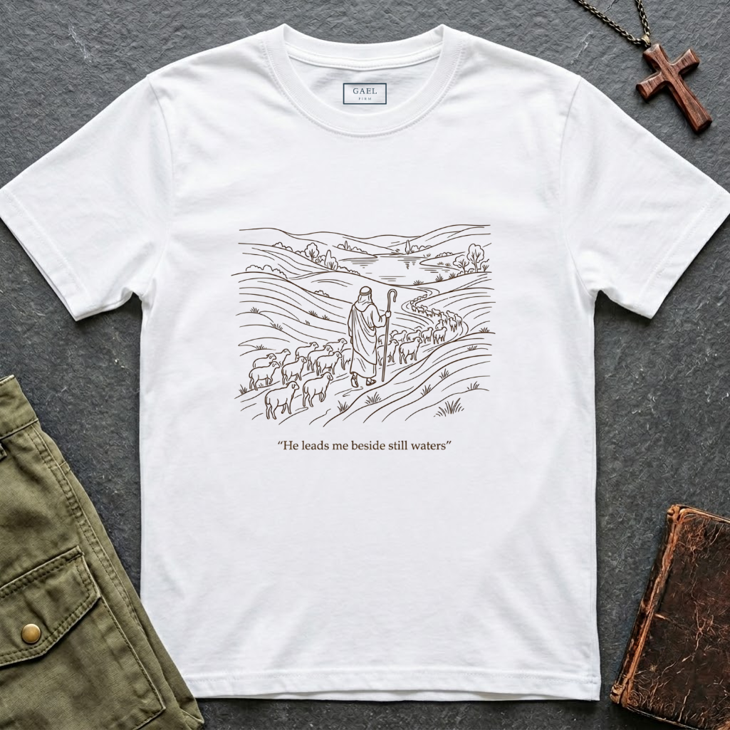 He leads me beside still waters T-shirt