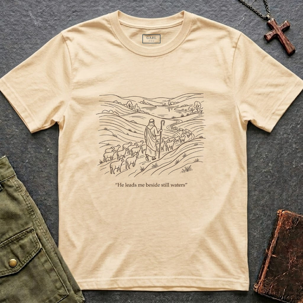 He leads me beside still waters T-shirt