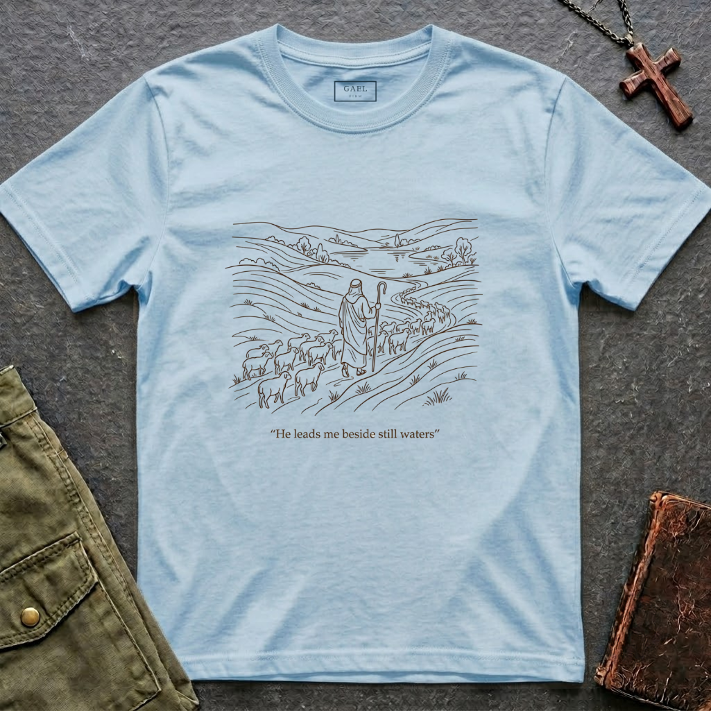 He leads me beside still waters T-shirt