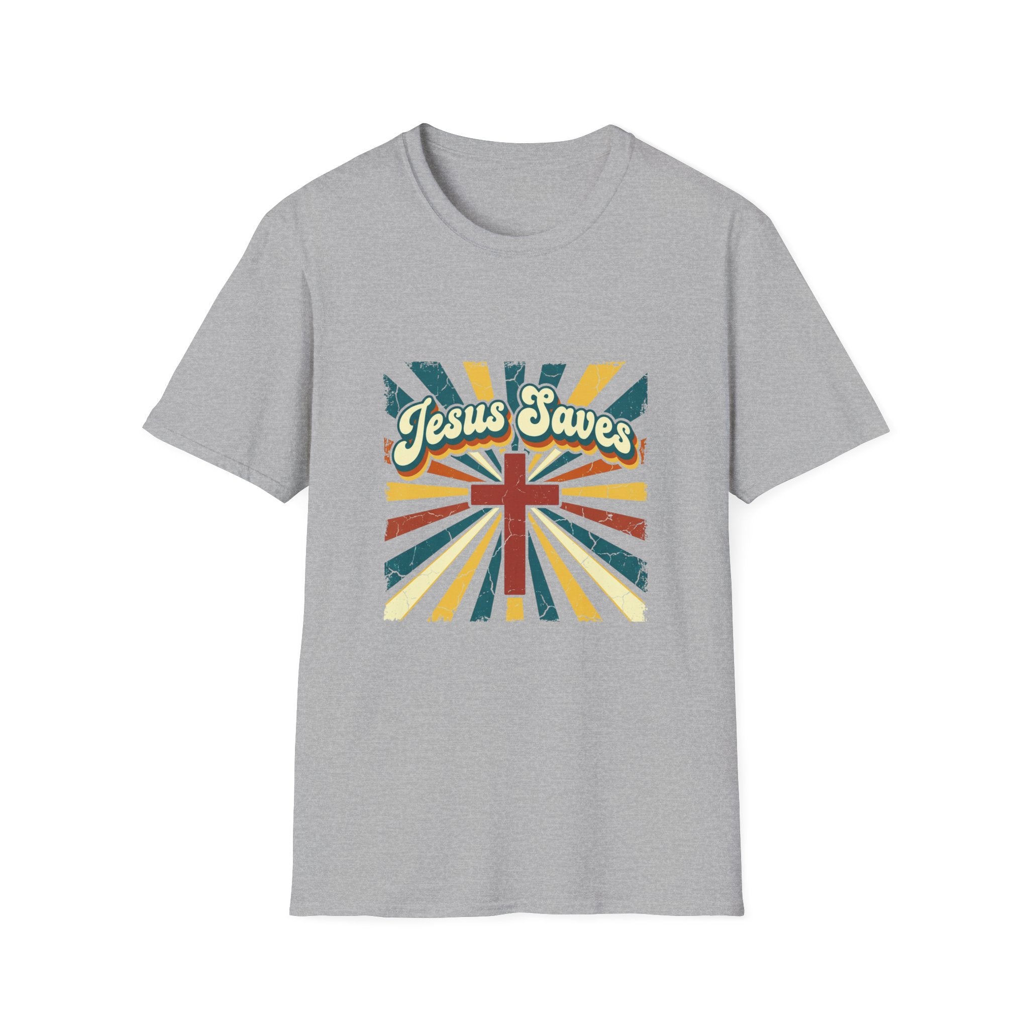 Jesus saves colorful cross T-shirt