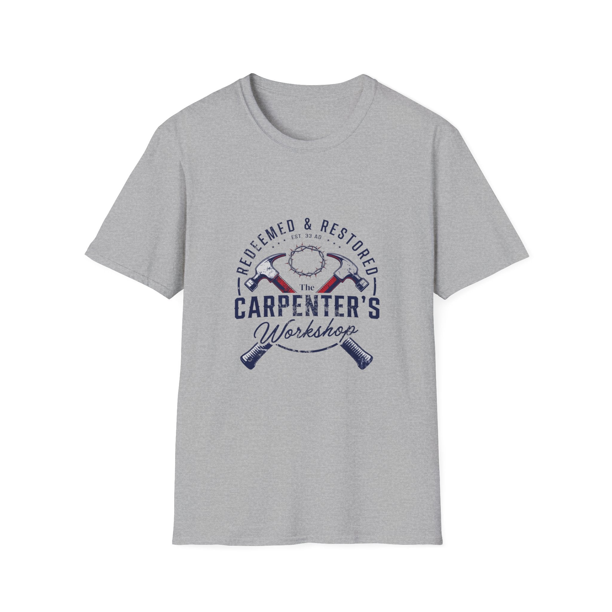 Redeemed & restored - the carpenter's workshop T-shirt