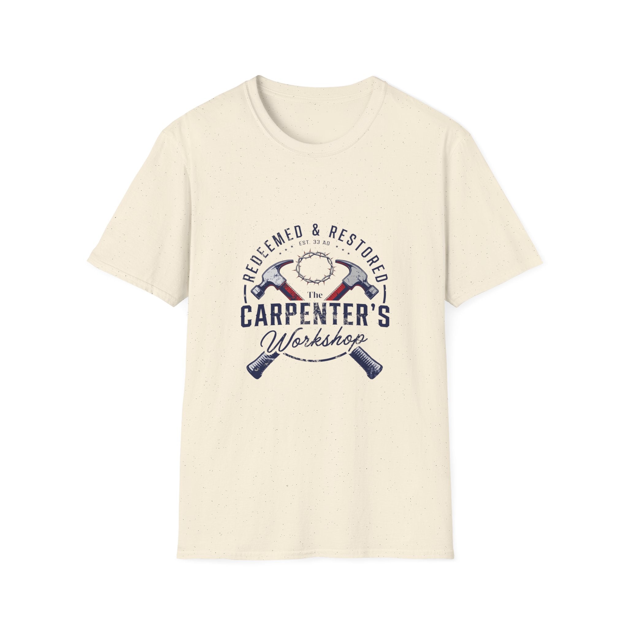 Redeemed & restored - the carpenter's workshop T-shirt